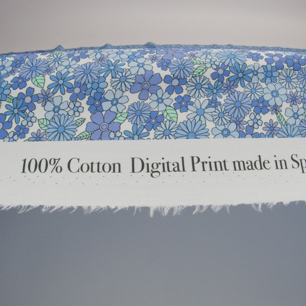 Cotton Poplin - Blue Floral - Strawberry Fields Print - Mood Exclusive Secret Garden Collection - Image 6 of 7