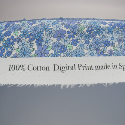 Cotton Poplin - Blue Floral - Strawberry Fields Print - Mood Exclusive Secret Garden Collection
