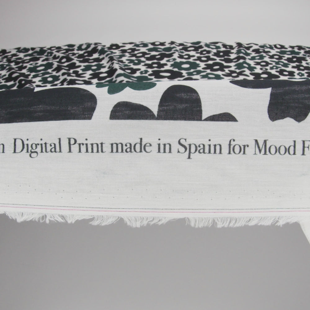 Crinkled Cotton Gauzy Woven - Navy Blue, Black and White Retro Florals - Mood Exclusive Boogie & Bloom Print - Image 6 of 6