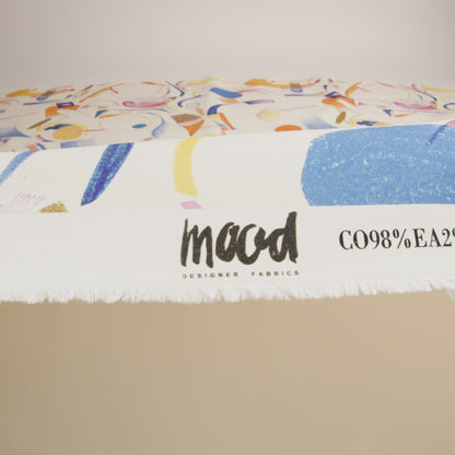 Stretch Cotton Canvas Print - White, Blue and Orange Abstract - Mood Exclusive Kandinsky Craze