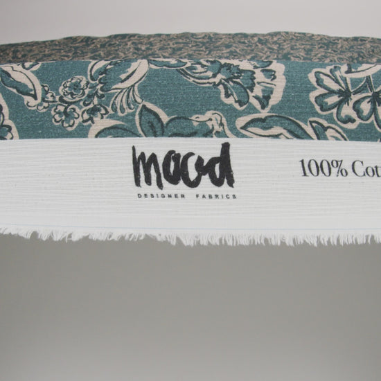 Slubbed Gauzy Cotton Woven - Sea Blue, Cream and Black Floral - Mood Exclusive Cottage Crawl Print - Image 6 of 6