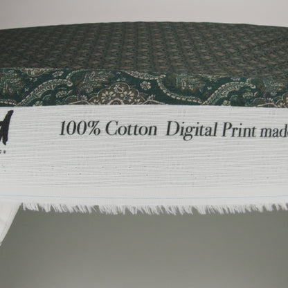 Slubbed Gauzy Cotton Woven - Deep Green, Beige and Olive Fancy Floral Tiles - Mood Exclusive Fairytale Scales Print