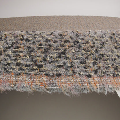 Fuzzy Polyester and Wool Blend Woven Metallic Tweed - Tan, Gray and Gold