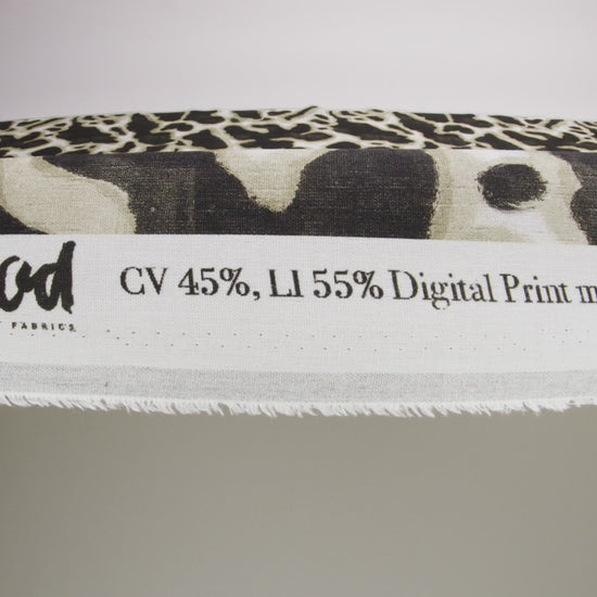 Linen and Rayon Woven - Black and Beige Abstract Spots - Fragments of Memory Print - Mood Exclusive Rockland Collection - Image 6 of 7