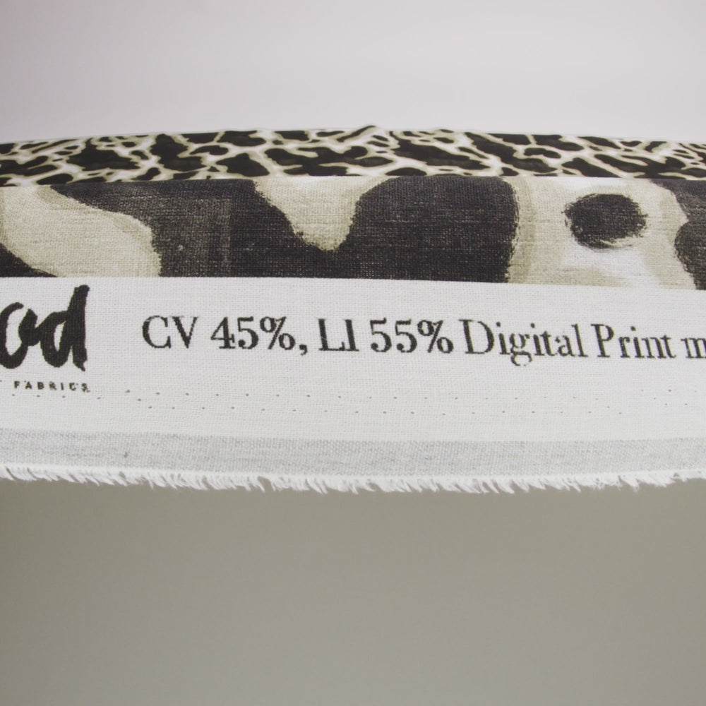 Linen and Rayon Woven - Black and Beige Abstract Spots - Fragments of Memory Print - Mood Exclusive Rockland Collection - Image 6 of 7