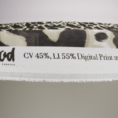 Linen and Rayon Woven - Black and Beige Abstract Spots - Fragments of Memory Print - Mood Exclusive Rockland Collection