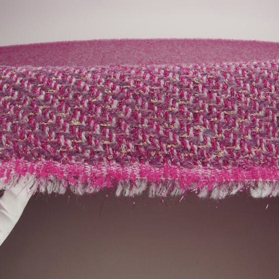 Polyester Twill Tweed with Metallic Eyelash Fringe - Magenta, Warm Purple and Gold - Image 6 of 6