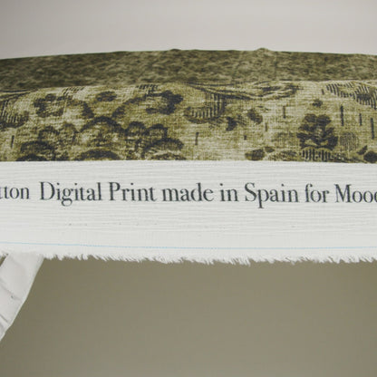 Slubbed Gauzy Cotton Woven - Olive and Dark Green Distressed Floral Damask - Mood Exclusive Reflecting Revelations Print