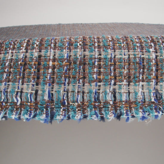 Polyester Tweed with Baby Sequins - Teal, Blue and Brown Plaid - Image 6 of 6
