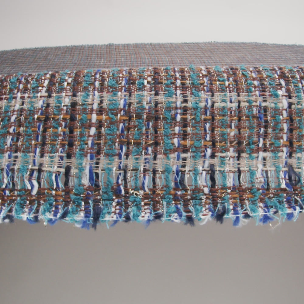 Polyester Tweed with Baby Sequins - Teal, Blue and Brown Plaid - Image 6 of 6