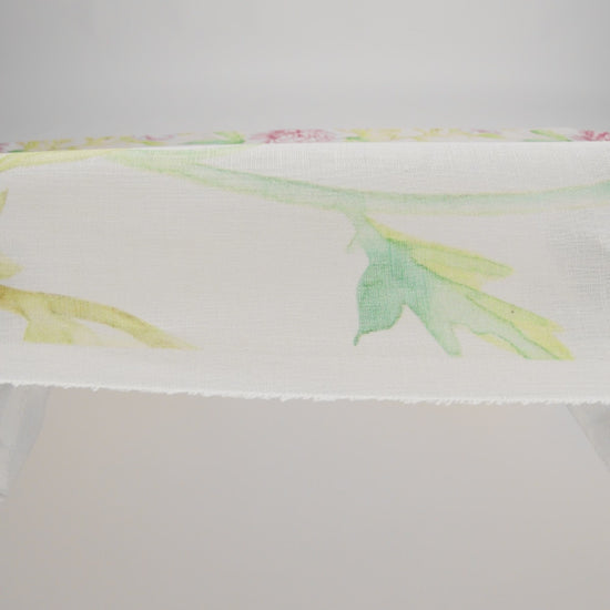 Pink, Green and White Watercolor Roses Medium Weight Linen Woven - Image 6 of 6