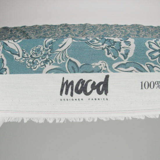 Crinkled Cotton Gauzy Woven - Sea Blue, Cream and Black Floral - Mood Exclusive Cottage Crawl Print - Image 6 of 6