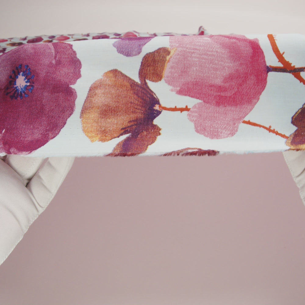 Pink, Purple and Sky Painterly Blooms Cotton Lawn - Image 6 of 7