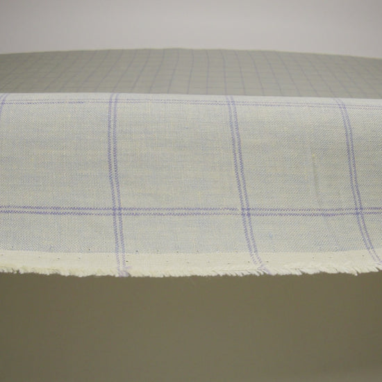 Medium Weight Linen Woven - Muted Blue and Light Purple Windowpane Checks - Image 6 of 6