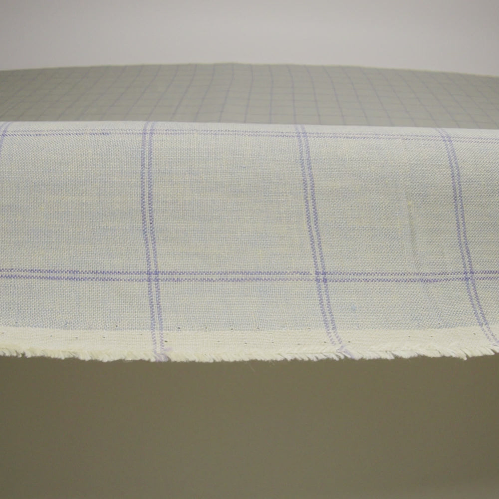Medium Weight Linen Woven - Muted Blue and Light Purple Windowpane Checks - Image 6 of 6