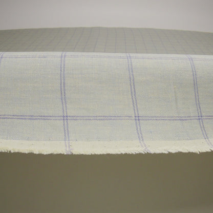 Medium Weight Linen Woven - Muted Blue and Light Purple Windowpane Checks