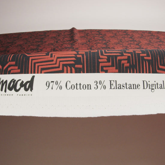 Stretch Cotton Sateen - Black and Orange Geometric Lines - Ci-Trust the Process Print - Mood Exclusive Citrus Collection - Image 6 of 7