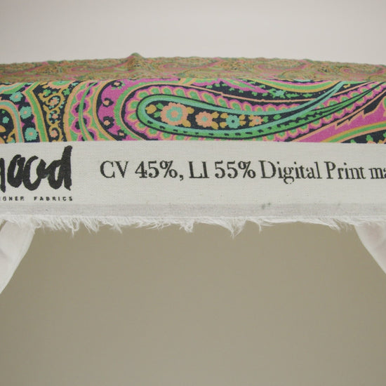 Linen and Rayon Woven - Black and Green Paisley - Hippy Shake Print - Mood Exclusive Citrus Collection - Image 6 of 7