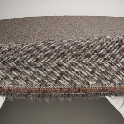 Polyester and Wool Blend Tweed - Tan, Beige and Black Herringbone