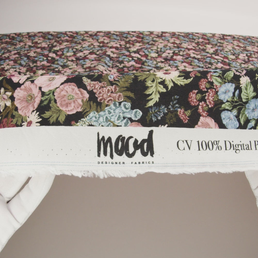 Viscose Crepe Print - Black, Pink and Sky Blue Floral - Mood Exclusive Highgrove - Image 5 of 5