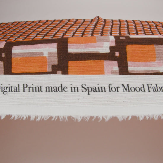 Slubbed Gauzy Cotton Woven - Orange, Brown and Pink Geometric Blocks - Mood Exclusive Cubist Canvas Print - Image 6 of 6