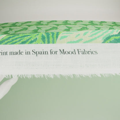 Slubbed Gauzy Cotton Woven Print - Green Simple Leaves - Mood Exclusive Leaf Linger