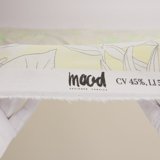 Linen and Rayon Woven - White and Pale Green Leaves - Under the Boardwalk Print - Mood Exclusive Palm Beach Collection - Image 6 of 7