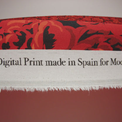 Linen and Rayon Woven - Scarlet Red, Burgundy and Black Roses - Mood Exclusive Midnight Muse Print