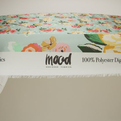 Polyester Charmeuse Print - Mint, Red and Yellow Floral - Mood Exclusive Going Electric