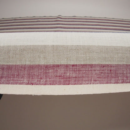 Heavyweight Linen Woven - Beige, Red and Blue Awning Stripes