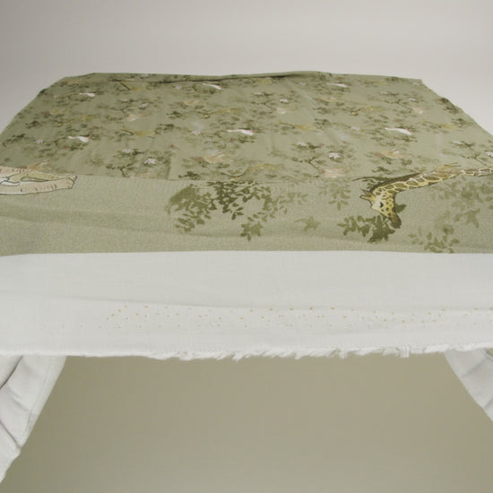 Sustainable Viscose Woven Print - Pale Green Savanna Animals and Trees - Mood Exclusive Serene Safari - Image 5 of 5