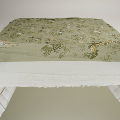 Sustainable Viscose Woven Print - Pale Green Savanna Animals and Trees - Mood Exclusive Serene Safari