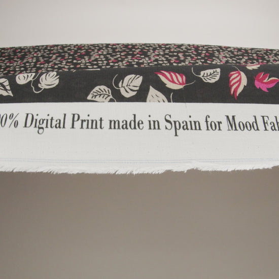 Viscose Crepe Print - Black, White and Pink Leaves - Mood Exclusive Lingering Leaves - Image 5 of 5