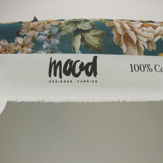 Cotton Voile - Teal and Orange Floral - Peony Prowess Print - Mood Exclusive Tumunyana Collection - Image 5 of 5