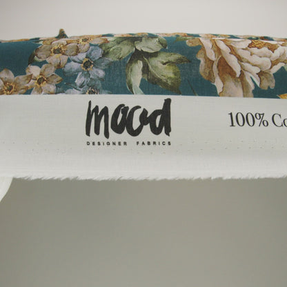 Cotton Voile - Teal and Orange Floral - Peony Prowess Print - Mood Exclusive Tumunyana Collection