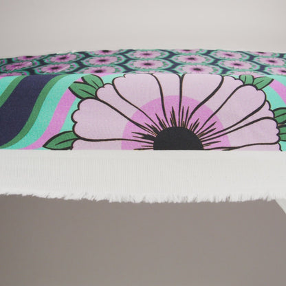 Stretch Cotton Sateen - Lavender and Teal Floral Ogees - Sunrise Divine Print - Mood Exclusive Groove Collection