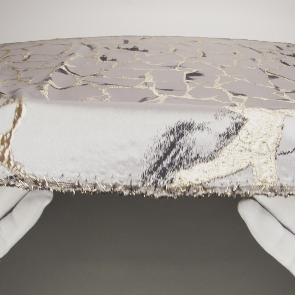Metallic Gold, London Fog and Black Satin-Faced Abstract Luxury Brocade - Image 5 of 5