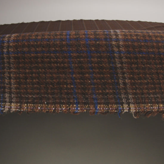 Wool Blend Tweed Twill - Brown, Cobalt Blue and Black Plaid - Image 6 of 6