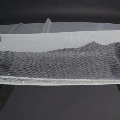 Glitter Tulle - Metallic Silver on White