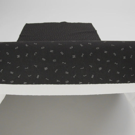 Printed Quilting Cotton by Ghazal Razavi for FIGO Studio - Black and Gray Jumbled Letters - Dusk Collection - Image 6 of 6