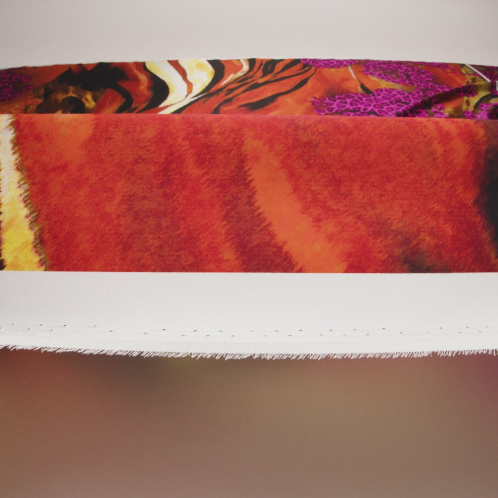 Silk Charmeuse Panel 16MM, Made in Italy - Hot Pink, Red and Beige Abstract Flow with Leopard Print Floral Silhouettes - Image 6 of 6