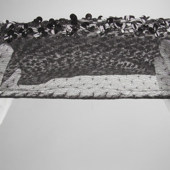 Beaded and Sequined Lace Netting - Silver and Black Floral Gradients - Image 6 of 6