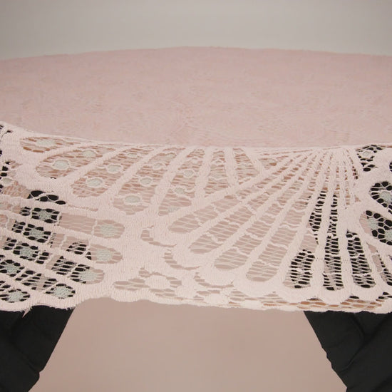 Stretch Raschel Lace with Finished Edges - Blush Pink and Light Blue Shell Fans - Image 6 of 6