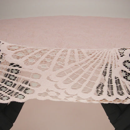 Stretch Raschel Lace with Finished Edges - Blush Pink and Light Blue Shell Fans