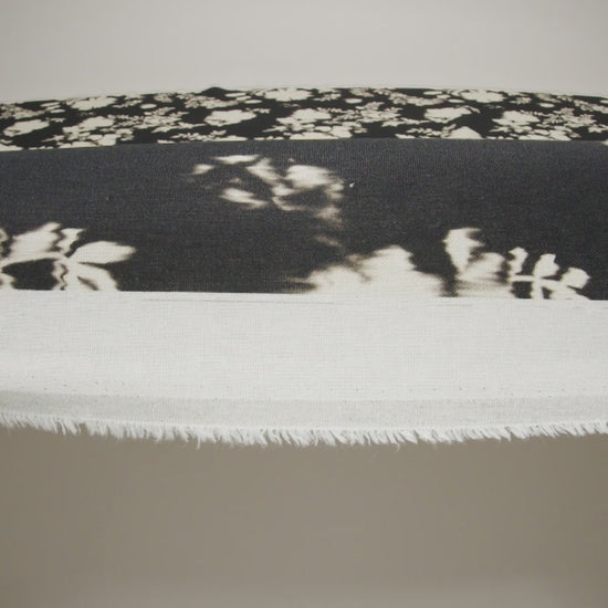 Linen and Rayon Woven - Black and Off White Ikat-Like Floral Silhouettes - Mood Exclusive Dahlia Daydreams Print - Image 6 of 6