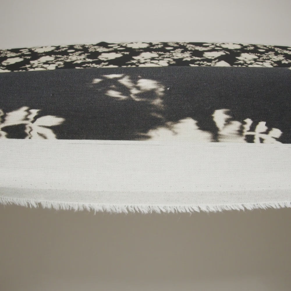 Linen and Rayon Woven - Black and Off White Ikat-Like Floral Silhouettes - Mood Exclusive Dahlia Daydreams Print - Image 6 of 6
