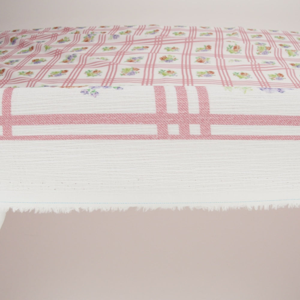 Slubbed Gauzy Cotton Woven - Pink, Red and Purple Check with Flower Bouquets - Mood Exclusive Banquet Bouquet Print - Image 6 of 6