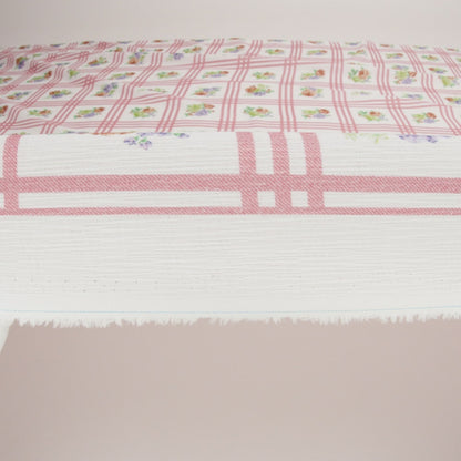 Slubbed Gauzy Cotton Woven - Pink, Red and Purple Check with Flower Bouquets - Mood Exclusive Banquet Bouquet Print