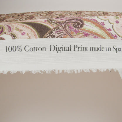 Slubbed Gauzy Cotton Woven - Pale Pink, Spring Green and Espresso Fanciful Paisleys - Mood Exclusive Mandala Motions Print