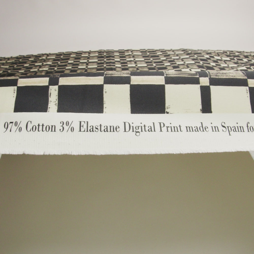 Stretch Cotton Sateen - Black and White Checks - City Blocked Print - Mood Exclusive Metro Collection - Image 6 of 7